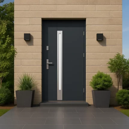 Patikimos durys su stiklu, stakta, spynomis ir rankena. Tinka tiek namui, tiek butui. Pristatome visoje Lietuvoje,