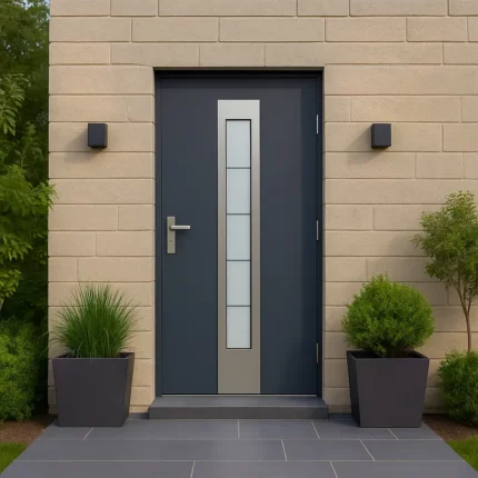 Kokybiškos išorinės durys su stiklu, stakta ir furnitūra. Pristatymas Vilniuje, Kaune ir visoje Lietuvoje. Tinka montuoti į kairę ar dešinę.