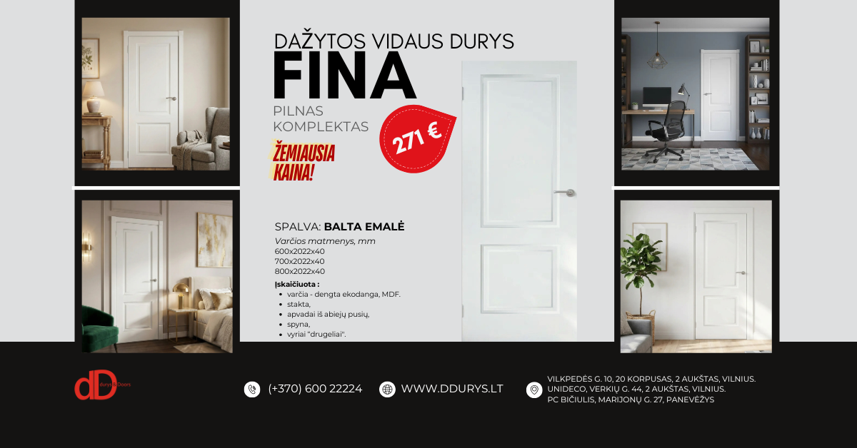 Baltos dažytos durys. Žemiausia kaina.