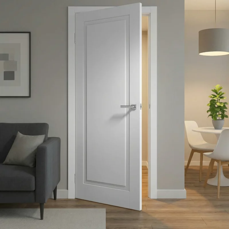 Neo - 01B balta pilnavidurė vidaus durų varčia su CPL ekodanga